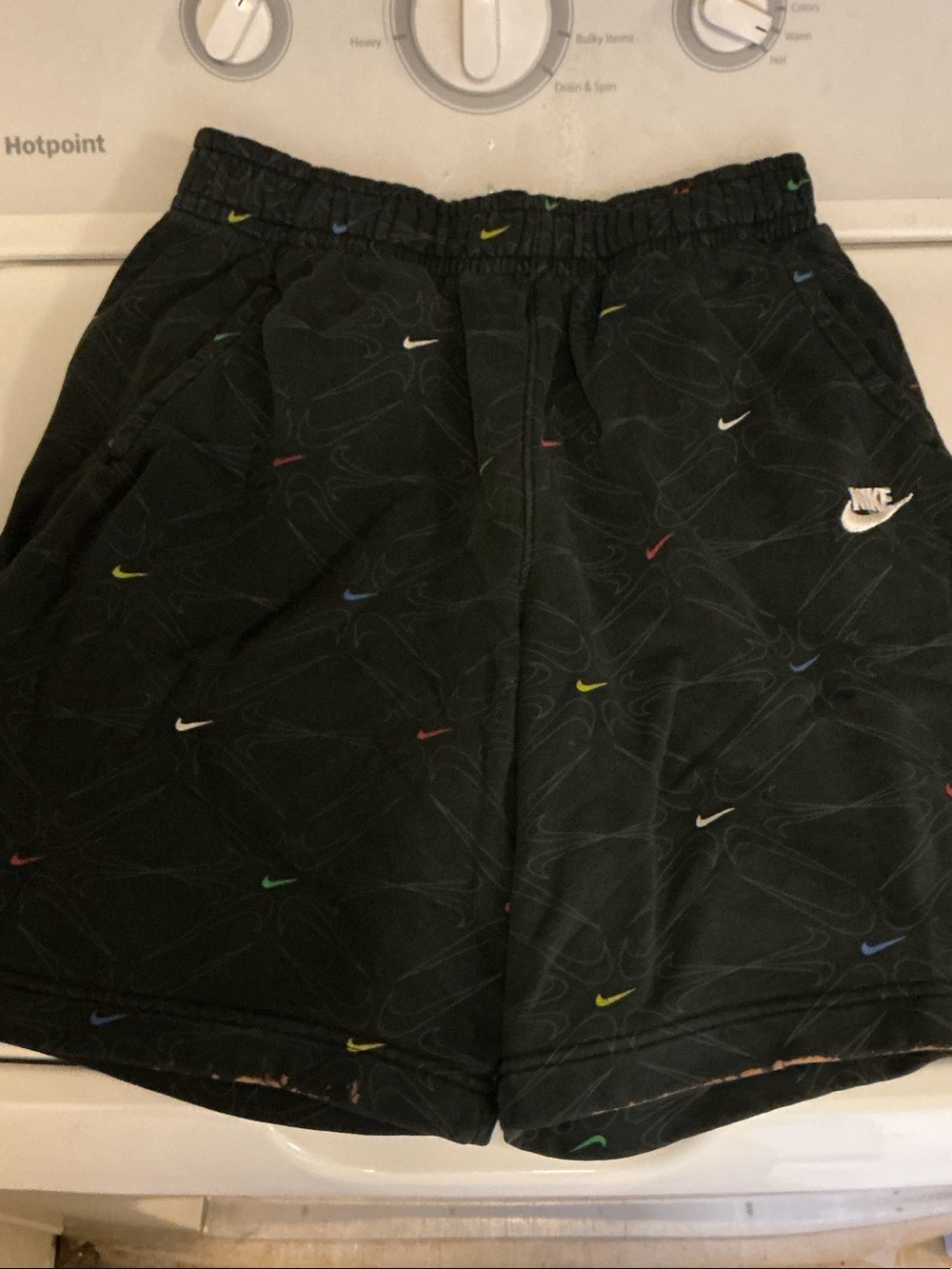 Nike Black Shorts with Multicolor Swoosh Accents